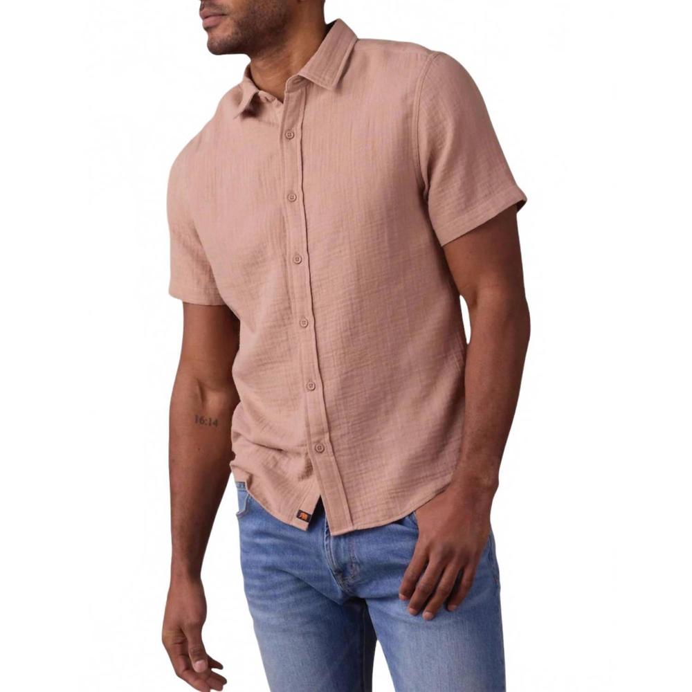 NEW THE NORMAL BRAND kalo short sleeve button up shirt in driftwood